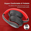 Wireless Bluetooth Headphones Over Ear 65H Playtime HiFi Stereo Headset with Microphone and 6EQ Modes Foldable Bluetooth V5.3 Headphones for Travel Computer Laptop(Black Red